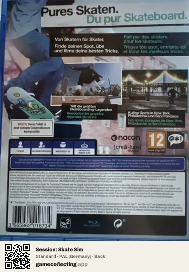 Session: Skate Sim PlayStation 4, Germany box back