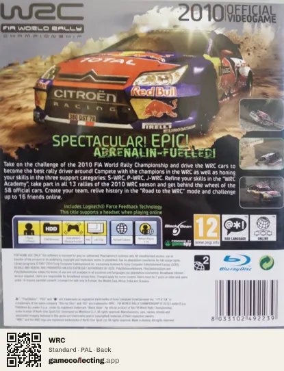 WRC PlayStation 3, PAL box back
