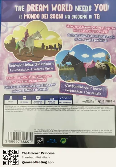 The Unicorn Princess PlayStation 4, PAL box back