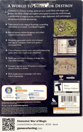 Elemental: War of Magic Computer, NTSC box back