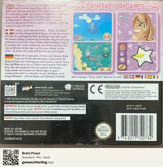 Bratz Ponyz Nintendo DS, PAL box back