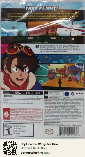 Sky Oceans: Wings for Hire Nintendo Switch, NTSC box back