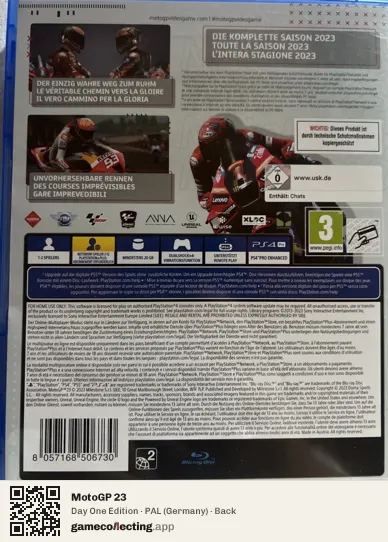 MotoGP 23 PlayStation 4, Germany box back