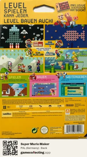 Super Mario Maker Nintendo Wii U, Germany box back