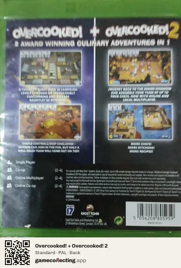 Overcooked! + Overcooked! 2 Xbox One, PAL box back