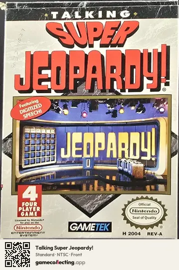 Talking Super Jeopardy! Nintendo Entertainment System, NTSC box front