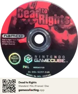 Dead to Rights Nintendo GameCube, PAL disc