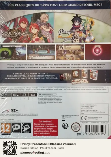 Prinny Presents NIS Classics Volume 1 Nintendo Switch, France box back
