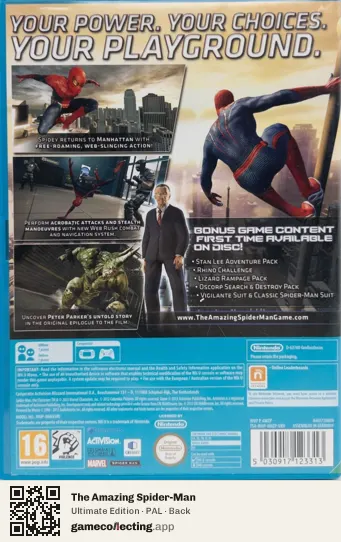The Amazing Spider-Man Nintendo Wii U, PAL box back