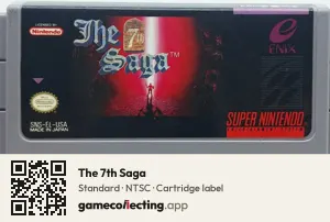 The 7th Saga Super Nintendo Entertainment System, NTSC cartridge label