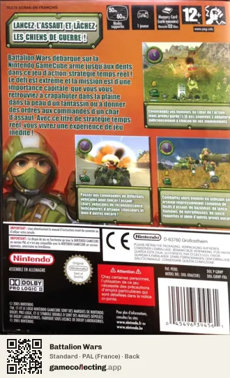 Battalion Wars Nintendo GameCube, France box back