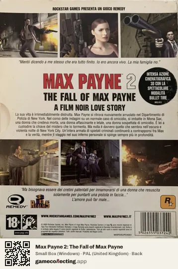 Max Payne 2: The Fall of Max Payne Computer, United Kingdom box back