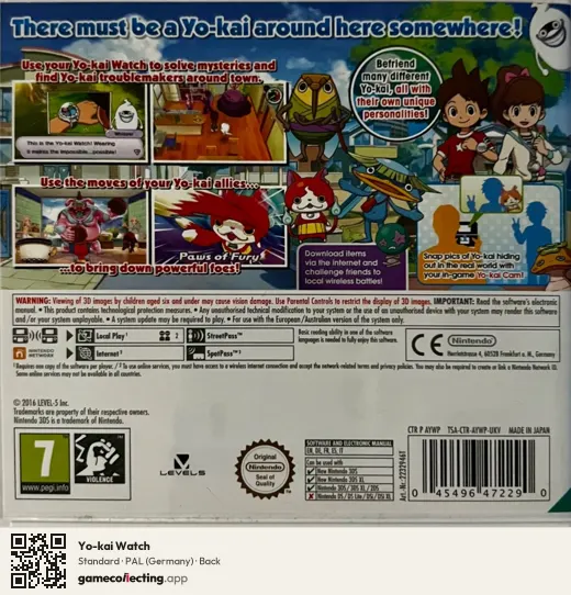 Yo-kai Watch Nintendo 3DS, Germany box back