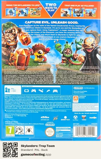 Skylanders: Trap Team Nintendo Wii U, PAL box back