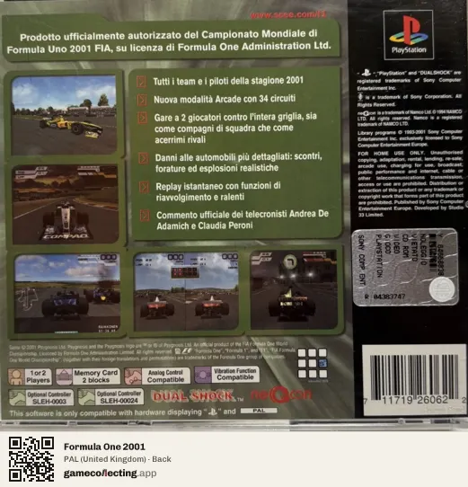 Formula One 2001 PlayStation, United Kingdom box back