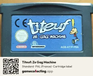 Titeuf: Ze Gag Machine Game Boy Advance, PAL cartridge label