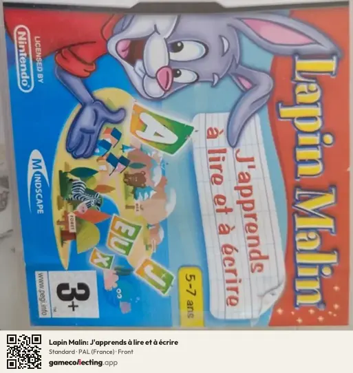 Lapin Malin: J'apprends à lire et à écrire Nintendo DS, France box front
