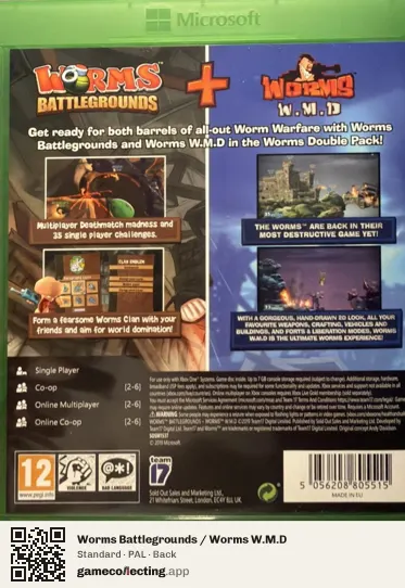 Worms Battlegrounds / Worms W.M.D Xbox One, PAL box back