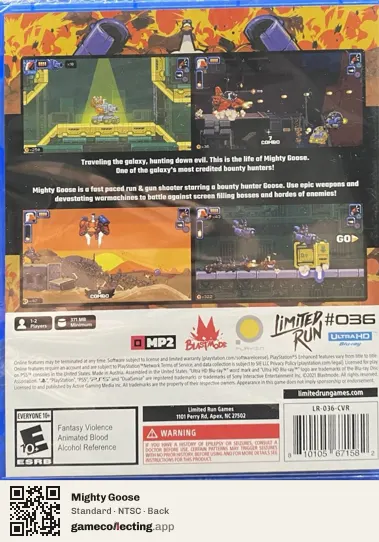 Mighty Goose PlayStation 5, NTSC box back