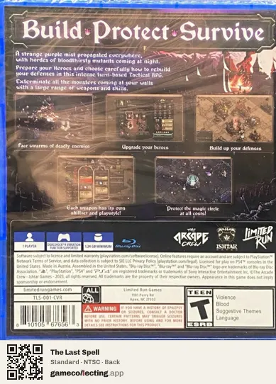 The Last Spell PlayStation 4, NTSC box back