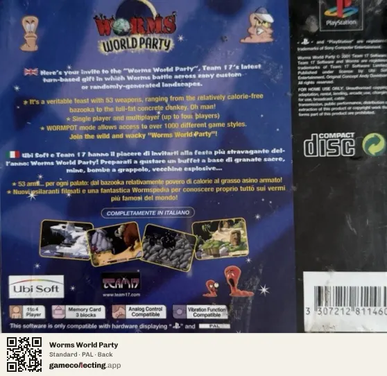 Worms World Party PlayStation, PAL box back