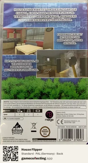 House Flipper Nintendo Switch, Germany box back