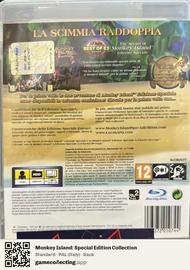 Monkey Island: Special Edition Collection PlayStation 3, Italy box back