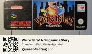 We're Back! A Dinosaur's Story Super Nintendo Entertainment System, PAL cartridge label