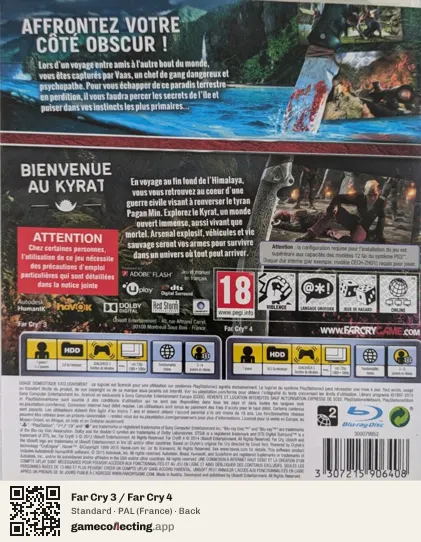 Far Cry 3 / Far Cry 4 PlayStation 3, France box back