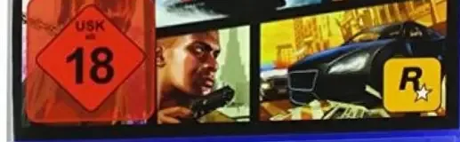 Grand Theft Auto V, the USK square on its front