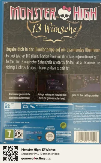 Monster High: 13 Wishes Nintendo Wii U, Germany box back