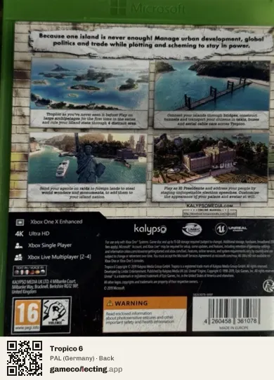 Tropico 6 Xbox One, Germany box back