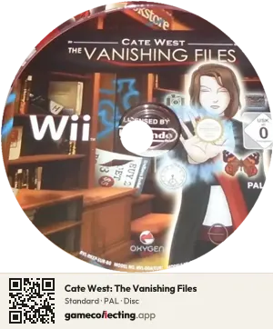 Cate West: The Vanishing Files Nintendo Wii, PAL disc