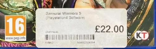 Samurai Warriors 5, the PEGI square on its front