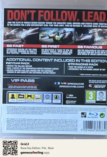 Grid 2 PlayStation 3, PAL box back