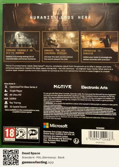 Dead Space Xbox Series X, Germany box back