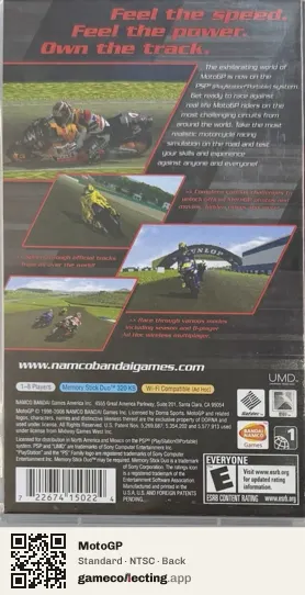 MotoGP PlayStation Portable, NTSC box back