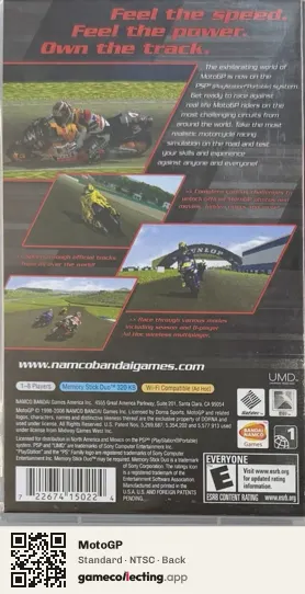 MotoGP PlayStation Portable, NTSC box back