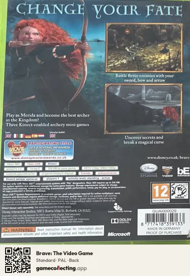 Brave: The Video Game Xbox 360, PAL box back