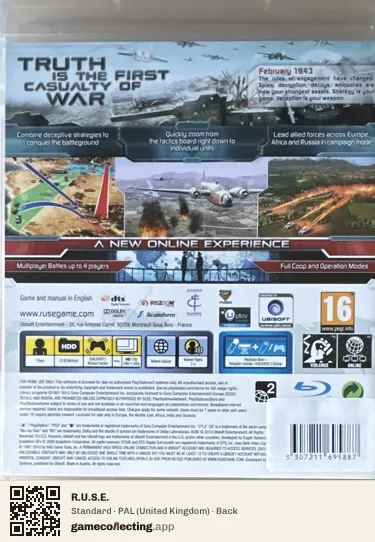 R.U.S.E. PlayStation 3, United Kingdom box back
