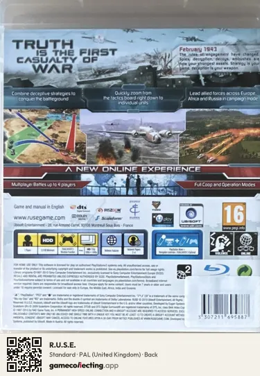 R.U.S.E. PlayStation 3, United Kingdom box back