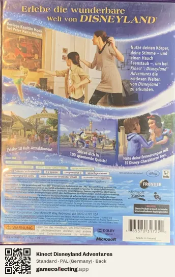 Kinect Disneyland Adventures Xbox 360, Germany box back