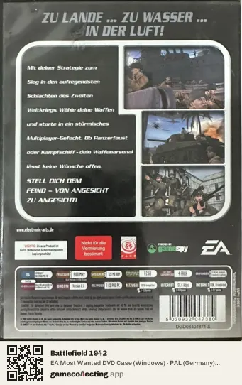 Battlefield 1942 Computer, Germany box back