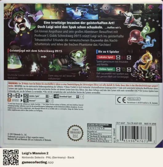 Luigi's Mansion 2 Nintendo 3DS, Germany box back