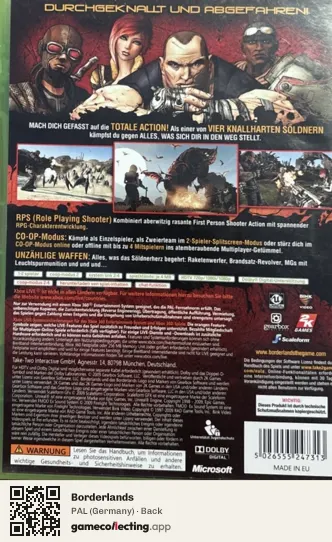 Borderlands Xbox 360, Germany box back