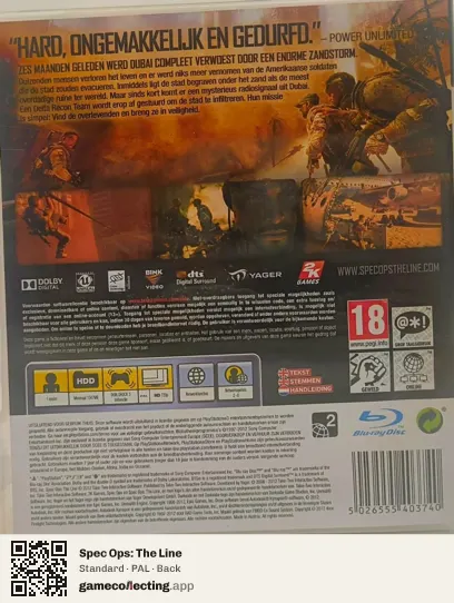 Spec Ops: The Line PlayStation 3, PAL box back