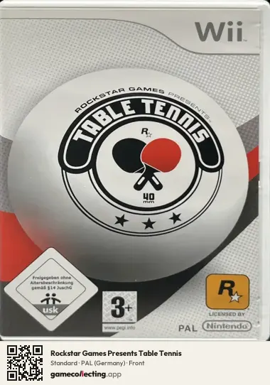 Rockstar Games Presents Table Tennis Nintendo Wii, Germany box front