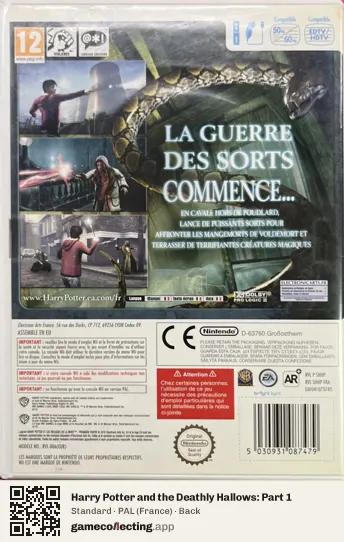 Harry Potter and the Deathly Hallows: Part 1 Nintendo Wii, France box back