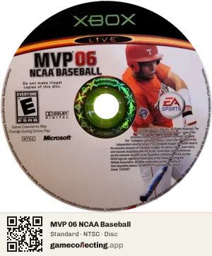 MVP 06 NCAA Baseball Xbox, NTSC disc