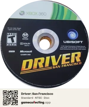 Driver: San Francisco Xbox 360, NTSC disc